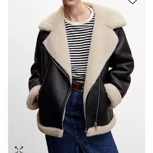 Mango Women’s oversized Faux Shearling Lined Jacket xsmall NWT